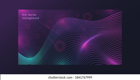 Abstract space background with purple and blue lines, boken, sparkles. Vector illustration. Wallpaper.