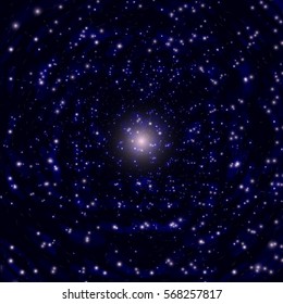 Abstract space background with shiny stars and galaxies.
