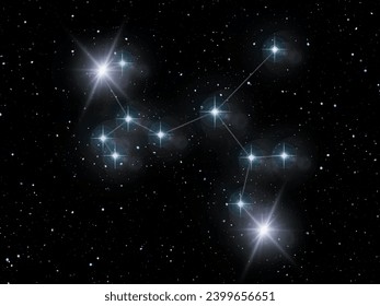 Abstract Space Background with Stars and Constellations