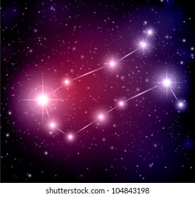 abstract space background with stars and Gemini constellation