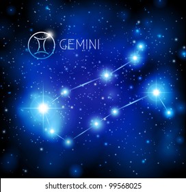 abstract space background with stars and Gemini constellation