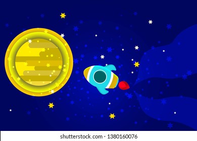 
Abstract space background, stars, rocket