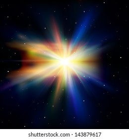 abstract space background with stars and supernova