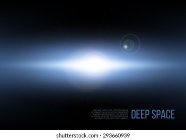 Abstract space background with sunrise. Vector illustration.
