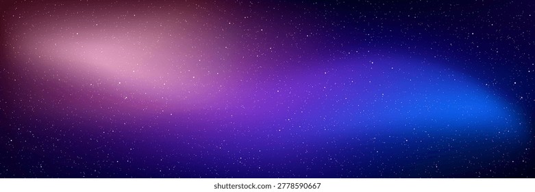 Abstract space background with vibrant blue and purple nebula clouds. Cosmic galaxy view filled with sparkling distant stars. Digital universe design for science and astronomy wallpaper.