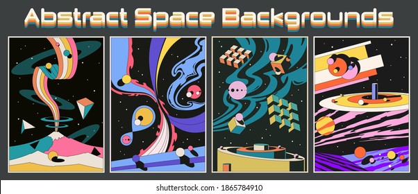 Abstract Space Backgrounds, Vintage Colors, Geometric Shapes