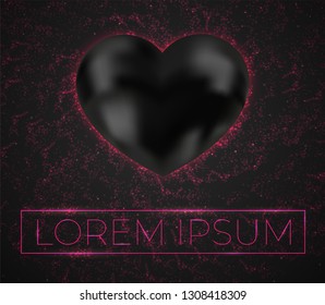 Abstract space with black heart.  galaxy cover vector template.space elements.