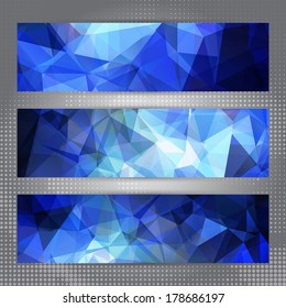 Abstract space blue banners with polygonal pattern