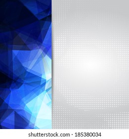 Abstract space blue card or invitation template with triangle pattern background and place for text.