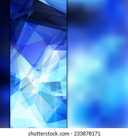 Abstract space blue card or invitation template with shining geometric polygonal background and place for your text. Fully editable.
