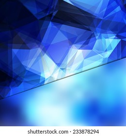 Abstract space blue card or invitation template with shining geometric polygonal background and place for your text. Fully editable.