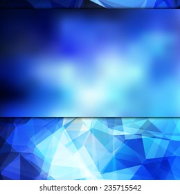 Abstract space blue card or invitation template with shining geometric polygonal background and place for your text. Fully editable.