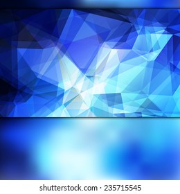 Abstract space blue card or invitation template with shining geometric polygonal background and place for your text. Fully editable.