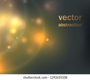 Abstract space. Bright background with flashes of light, vector illustration. Light spots on a dark background.