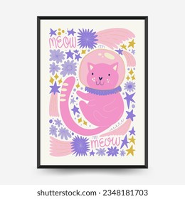 Abstract space and cosmos posters template. Modern trendy Matisse minimal style. Astronomy and Stellar decor. Hand drawn design for wallpaper, wall decor, print, postcard, cover, template, banner