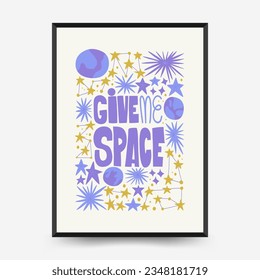 Abstract space and cosmos posters template. Modern trendy Matisse minimal style. Astronomy and Stellar decor. Hand drawn design for wallpaper, wall decor, print, postcard, cover, template, banner