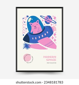 Abstract space and cosmos posters template. Modern trendy Matisse minimal style. Astronomy and Stellar decor. Hand drawn design for wallpaper, wall decor, print, postcard, cover, template, banner