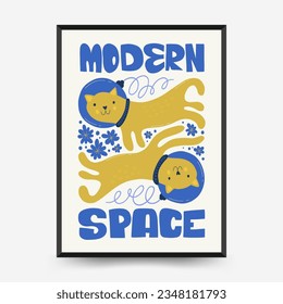 Abstract space and cosmos posters template. Modern trendy Matisse minimal style. Astronomy and Stellar decor. Hand drawn design for wallpaper, wall decor, print, postcard, cover, template, banner