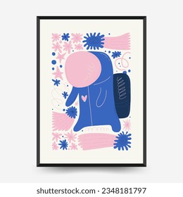 Abstract space and cosmos posters template. Modern trendy Matisse minimal style. Astronomy and Stellar decor. Hand drawn design for wallpaper, wall decor, print, postcard, cover, template, banner