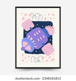 Abstract space and cosmos posters template. Modern trendy Matisse minimal style. Astronomy and Stellar decor. Hand drawn design for wallpaper, wall decor, print, postcard, cover, template, banner