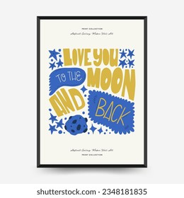 Abstract space and cosmos posters template. Modern trendy Matisse minimal style. Astronomy and Stellar decor. Hand drawn design for wallpaper, wall decor, print, postcard, cover, template, banner
