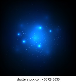 Abstract Space Design - Dark Background With Blue Lights