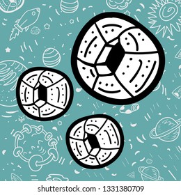 Abstract space doodle for coloring. Book or page for adults. Space element on a blue background with doodles. - Vector illustration