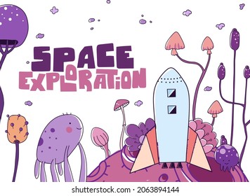 Abstract space exploration lettering for print design. Print, poster, banner.