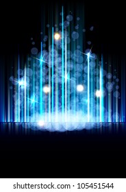 Abstract space forest vector background with north star way