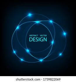 Abstract space futuristic science background for . Glowing circles on a dark background.