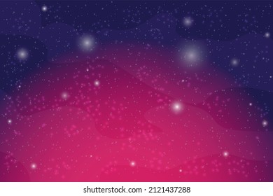 Abstract space galaxy background. Horizontal panorama. Template banner with pink and blue space galaxies and stars. Vector illustration.