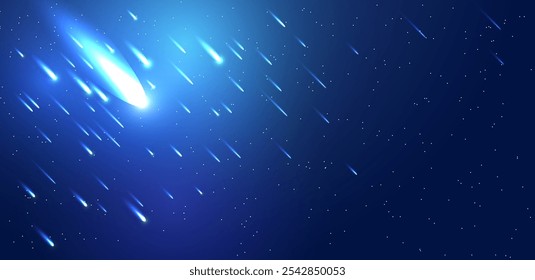 Galaxia espacial Abstractas con cometa en el cielo nocturno o fondo de luz brillante Stardust. Ilustración vectorial