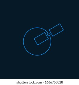 Abstract Space Icon with satellite, thin line style, flat design.