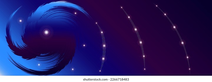 Ilustración de espacio abstracta. Fondo oscuro con giro, líneas concéntricas y estrellas para banner y cabecera. fondo del escritorio del equipo.