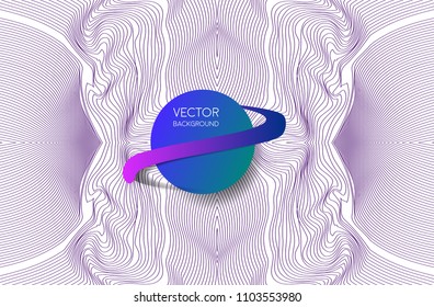 Abstract space illustration. Line backdrop and gardient planet. EPS 10.