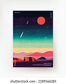Abstract space landscape with a trailer. For posters, banners, leaflets, booklets. Vector.