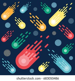 Abstract space meteor, Fireball pattern background. Vector illustration.