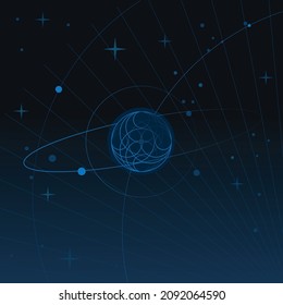 Objetos espaciales abstractos en tonos azul oscuro. Ilustración del vector