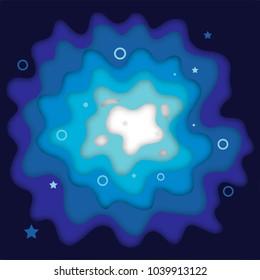 Abstract to space, paper art concept and exploration idea, 3d, vector art and illustration.