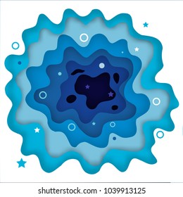 Abstract to space, paper art concept and exploration idea, 3d, vector art and illustration.