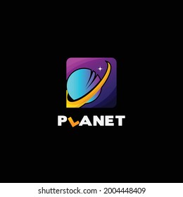Plantilla de diseño del logotipo del planeta espacial abstracto
