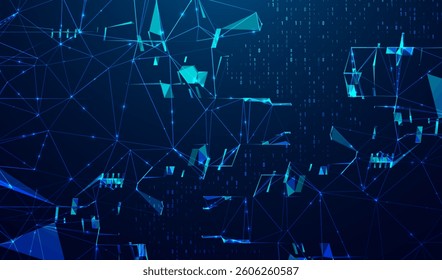 Abstract space polygonal illustration. Big data code representation. Graphic concept for your design.