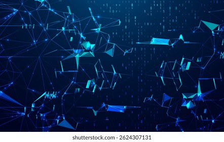 Abstrakte polygonale Raumdarstellung. Darstellung von Big Data Code. Grafikkonzept für Ihr Design.