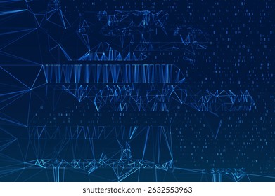 Abstract space polygonal illustration. Big data code representation. Graphic concept for your design.
