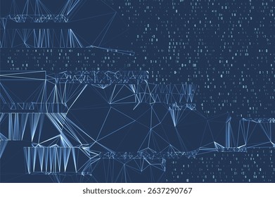 Abstract space polygonal illustration. Big data code representation. Graphic concept for your design.