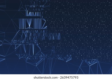 Abstract space polygonal illustration. Big data code representation. Graphic concept for your design.