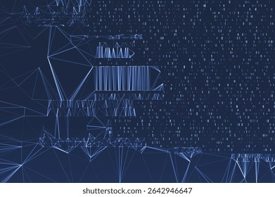 Abstract space polygonal illustration. Big data code representation. Graphic concept for your design.