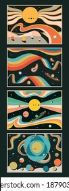 Abstract Space Poster Background, Geometric Shapes and Vintage Colors