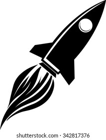 Abstract space rocket ship icon. Vector illustration.