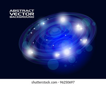Abstract Space shiny background with blue and white light.